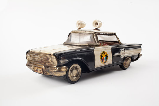Vintage toy metal police car