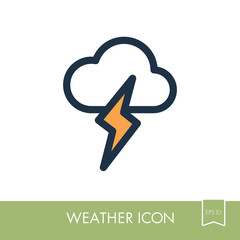 Cloud Lightning icon. Meteorology. Weather