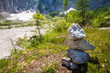 Stone sculpture under the Spik mountain, Julian alps.