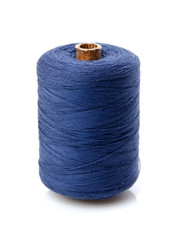 bobbin with blue thread isolated on a white background