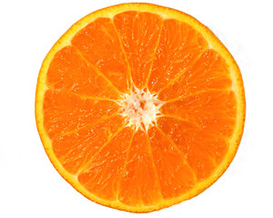 Orange fruit. Orange slice isolated on white background. Top view.