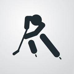 Icono plano hockey hielo frontal en fondo degradado