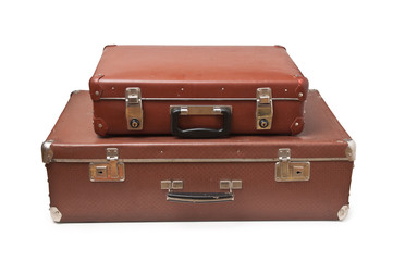 two old suitcase isolated