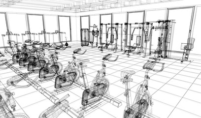Centro Fitness, Palestra, Sport, illustrazione 3d