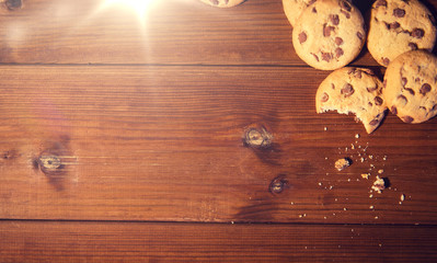 close up of oat cookies on wooden table