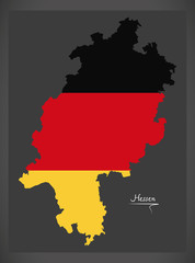 Hessen map of Germany with German national flag illustration