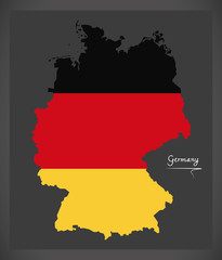 Germany map with German national flag illustration