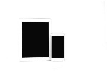 Smartphone and a tablet isolated on the white background