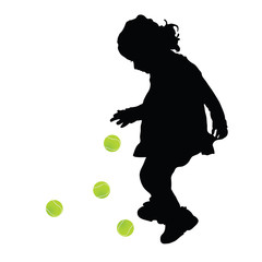 child silhouette with tenis ball illustration