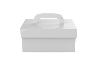 Paper Box Packaging With Handle Mock-up On Isolated White Background, Ready For Your Design, 3D Illustration