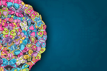 Butterflies summer concept in 3d cartoon doodles background design. Hand drawn colorful vector illustration.