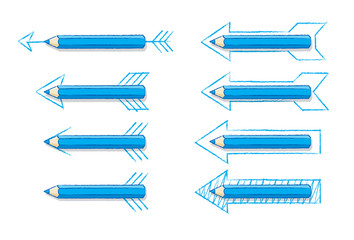 Fototapeta premium Various Blue Pencil Arrows on white background