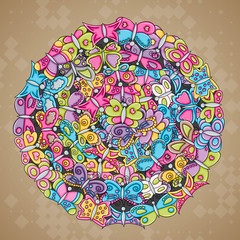 Butterflies summer concept in 3d cartoon doodles background design. Hand drawn colorful vector illustration.