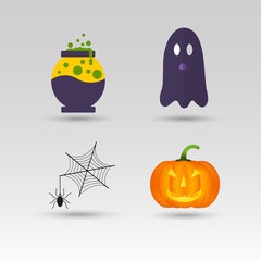 Obraz premium Set of cute vector Halloween icons