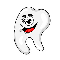 funny cartoon tooth. the design of the character. vector illustration.