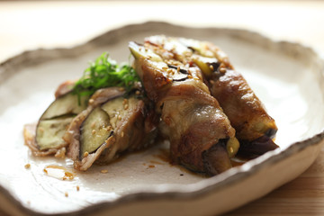 ナスの豚肉巻き
