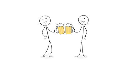 Two flat figures drinking beer