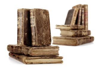 old and aged books isolated