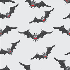 Bats with red bow ties. Happy Halloween. Seamless pattern. Design for textiles, ceramics, packaging materials.