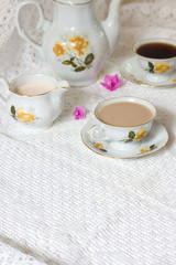 Obraz na płótnie Canvas Espresso cup vintage on white table background