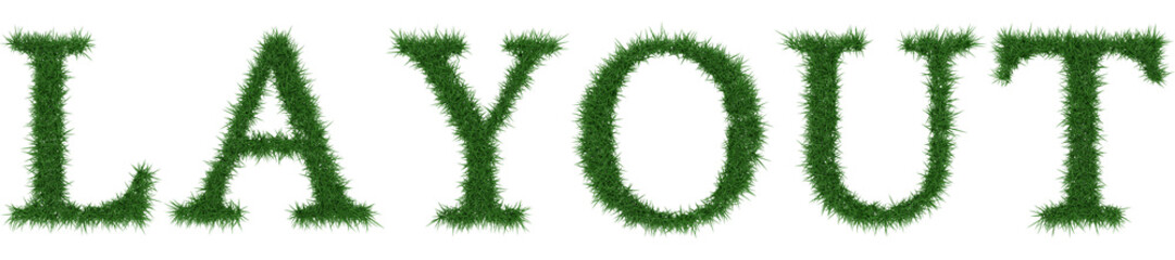 Layout - 3D rendering fresh Grass letters isolated on whhite background.