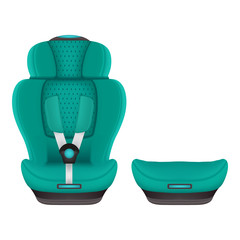Booster Child Car Seat 3 Isolated On A White Background. Vector Illustration. Products For Children