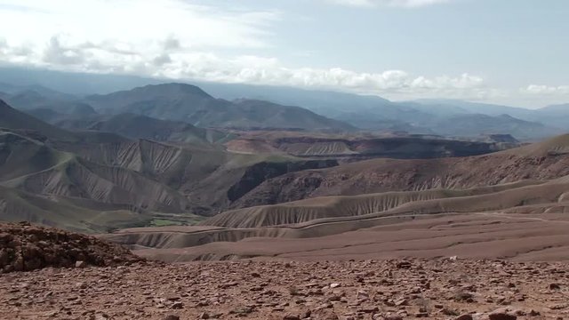 Pan across landscape in Arica-Parinacota region, Chile