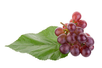 Red grapes isolated on over white background