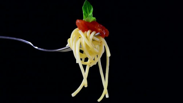 Spaghetti, pasta on black background