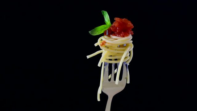 Spaghetti, pasta on black background