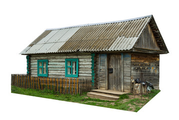 Fototapeta na wymiar Old wooden rural house isolated