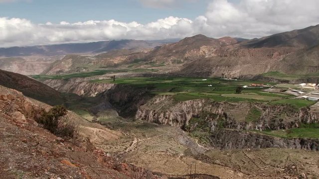 Elevated view of valley near Putre in Arica-Parinacota Region, Chile