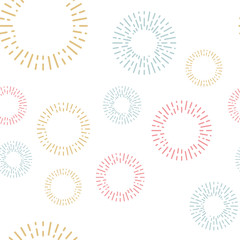 Simple seamless textile pattern with color round elements. Vector background illusrtration.