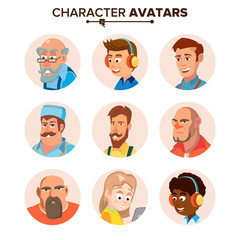 People Characters Avatars Set Vector. Cartoon Flat Isolated Illustration
