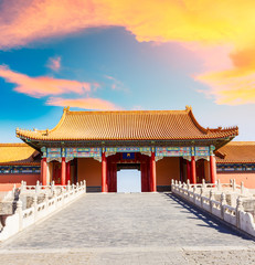 ancient royal palaces of the Forbidden City in Beijing,China