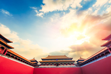 ancient royal palaces of the Forbidden City in Beijing,China