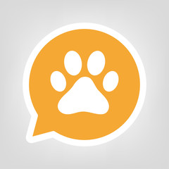 Fototapeta premium Gelbe Sprechblase - Tatze