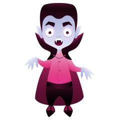 Vampire cute cartoon character isolated on white background. Vector illustration