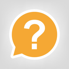 Gelbe Sprechblase - Fragezeichen eckig