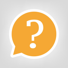 Gelbe Sprechblase - Fragezeichen rund