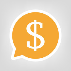 Gelbe Sprechblase - Dollarzeichen dünn