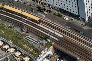 Train driving through Berlin