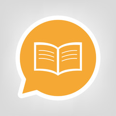 Gelbe Sprechblase - aufgeschlagene Seiten