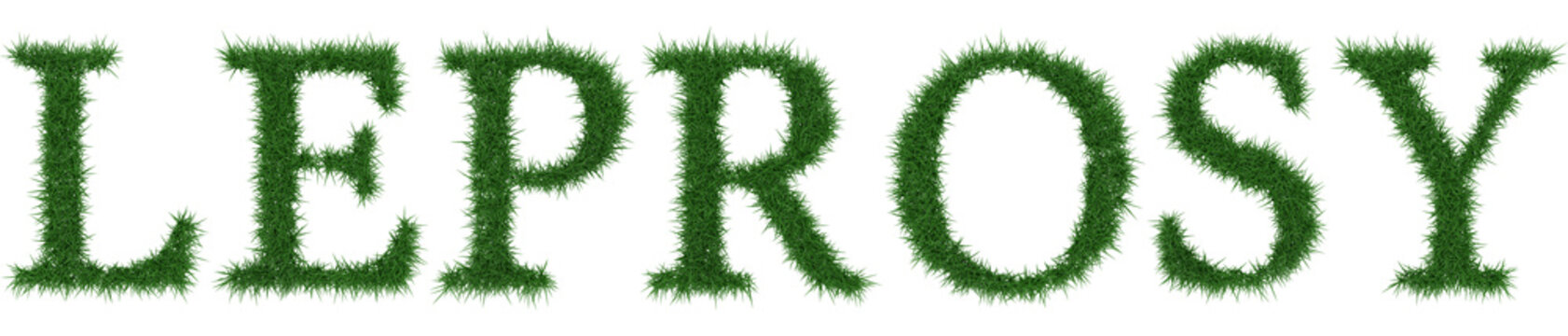 Leprosy - 3D rendering fresh Grass letters isolated on whhite background.