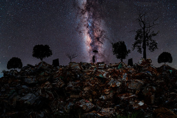 Junk and trees Milky Way Background