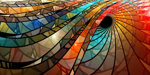 Spirale de vitrail coloré