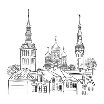 Sights of Tallinn. Alexander Nevsky Cathedral, Town hall, Domsky Cathedral.