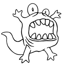 Fototapeta premium Cartoon monster big head. Vector illustration.