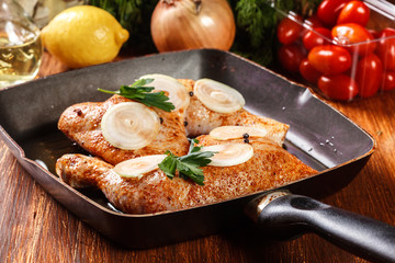 Raw chicken legs marinated