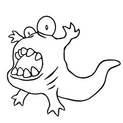 Cartoon angry tadpole. Vector illustration.